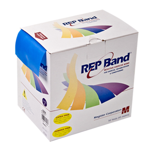 REP BAND LATEX-FREE EXERCISE BAND,BLUE 50 YARD