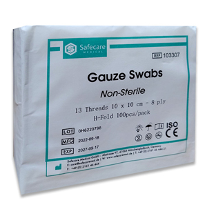 GAUZE SPONGE 10X10 8PLY NONSTERILE 19X15 (100PCS/PKT)